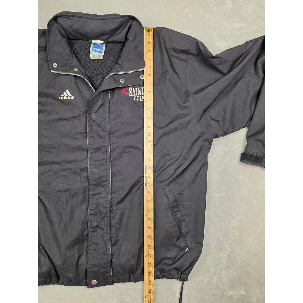 Vintage Adidas Windbreaker Jacket Mens XL Black Saints Golf Full Zip Y2K